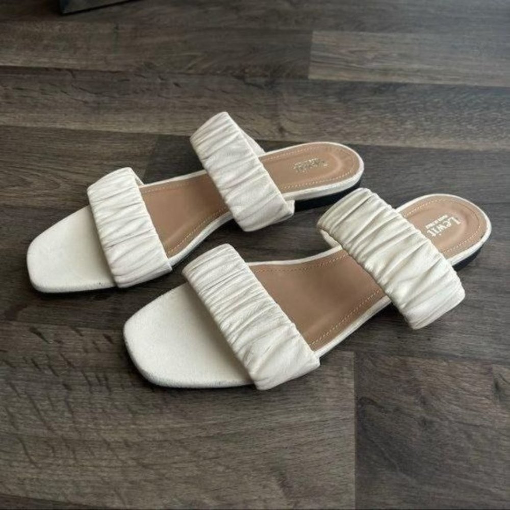 Lewit Made in Italy Cream Leather Sandals Sz 38.5 - Picture 3 of 11